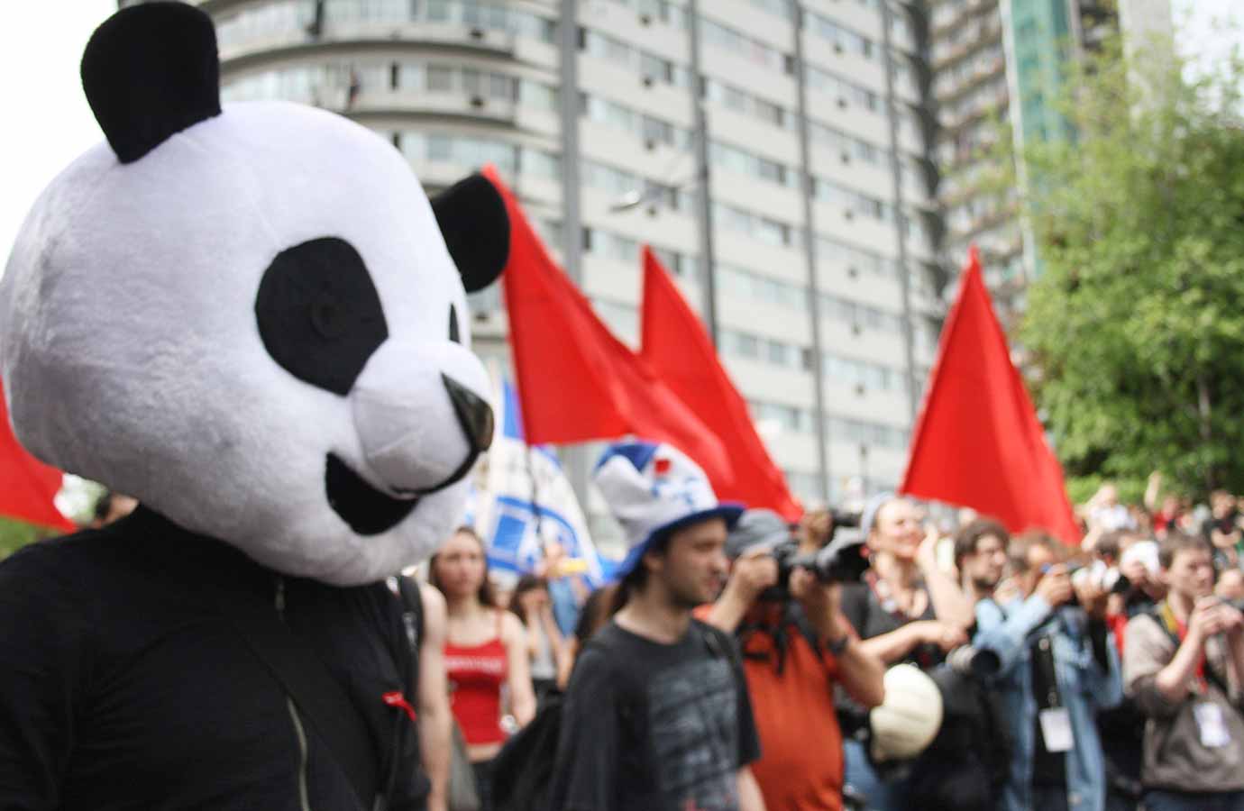 Anarchopanda mascot of the Red Square