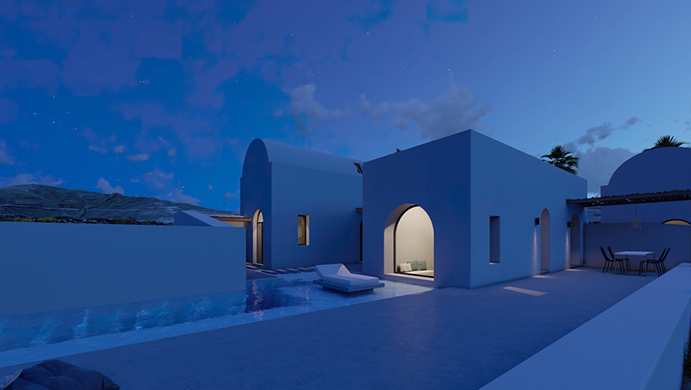 Arched residencies on Santorini island