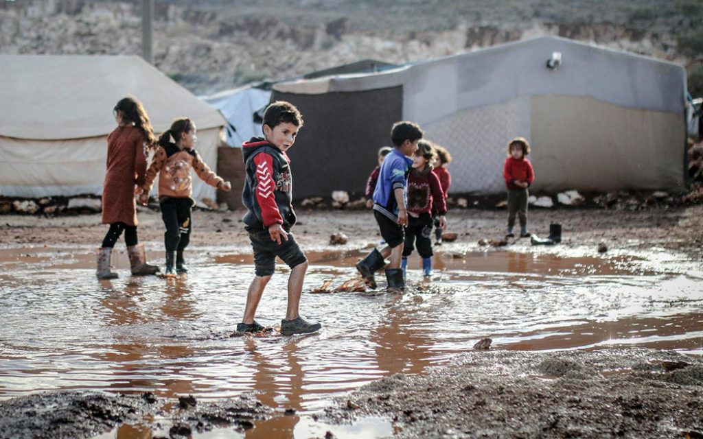 Palestinian children in a regugee camp