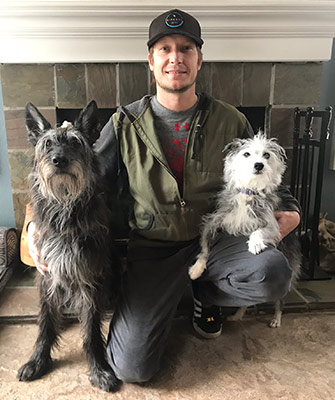 Dr. Cory Greenfield with pet dogs