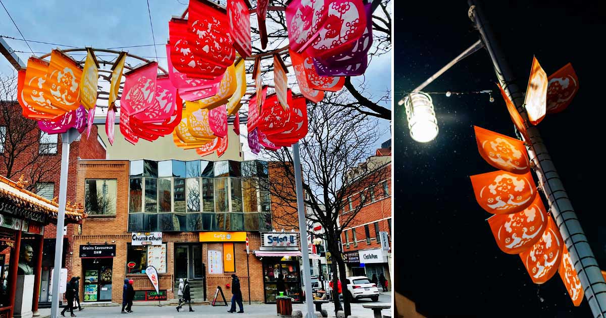 Les dragons à la poursuite de la Lune - Une œuvre de Karen Tam dans le Quartier Chinois de Montréal