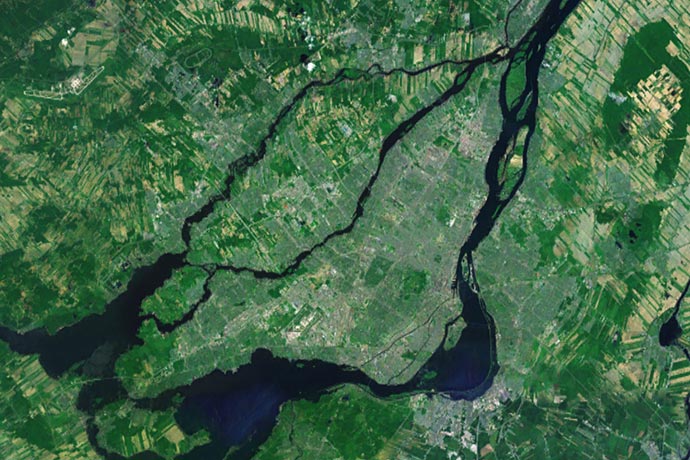 Satellite view of Greater Montreal 