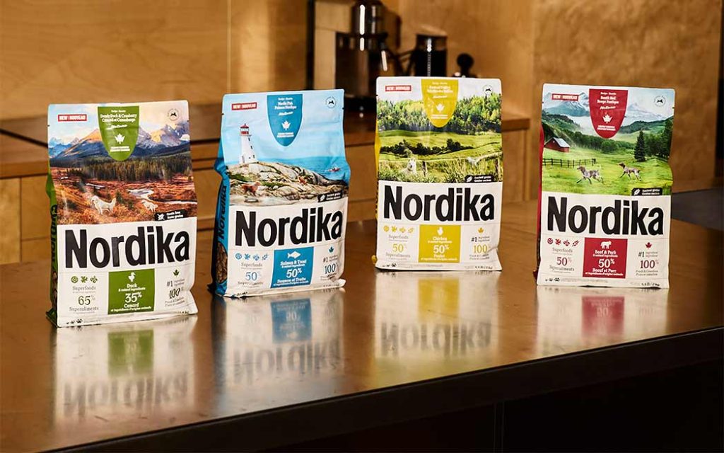 Nordika valorise une alimentation canine complète et sans compromis avec des ingrédients soigneusement sélectionnés, disponible chez Mondou