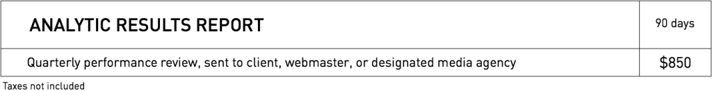 Rates for Analytics Report from WestmountMag.ca