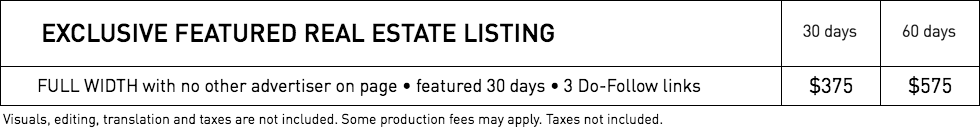 Rates for Real estate listings in WestmountMag.ca