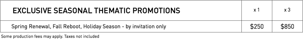 Rates for Seasonnal Promotions in WestmountMag.ca