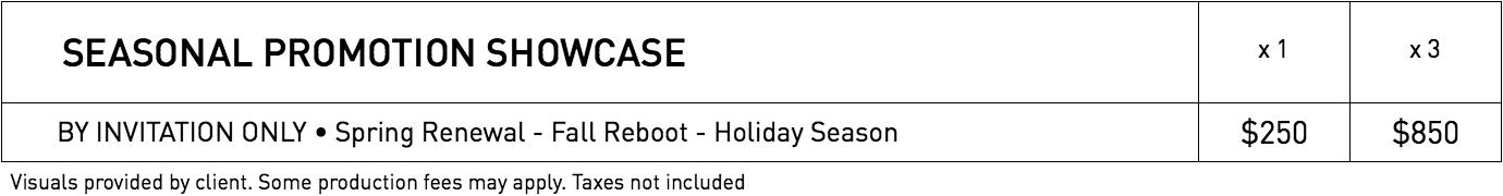 Rates for Seasonnal Promotions in WestmountMag.ca