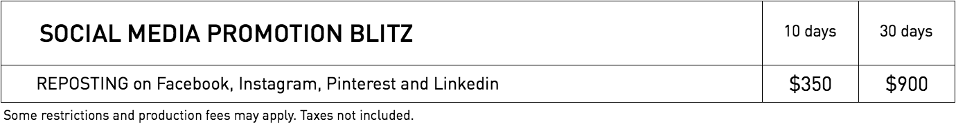 Rates for a Social media Blitz in WestmountMag.ca