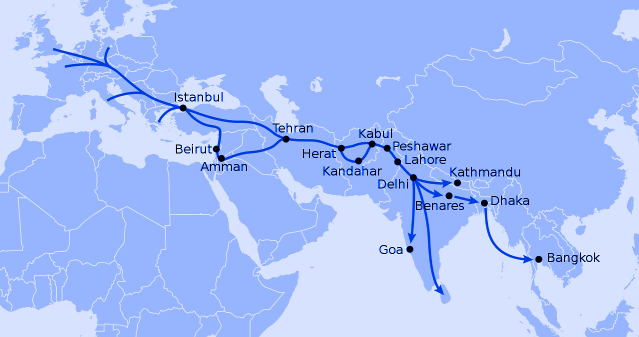 routes of the Hippie Trail
