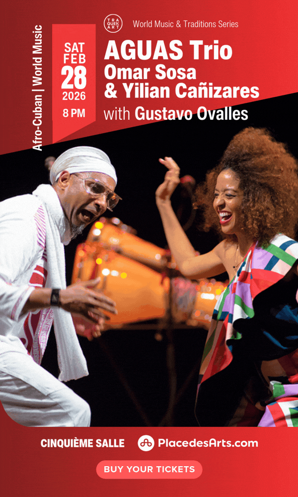 AGUAS Trio : Omar Sosa and Yilian Cañizares with Gustavo Ovalles - Saturday, February 28, 2026, 8 pm, at the Place des Arts