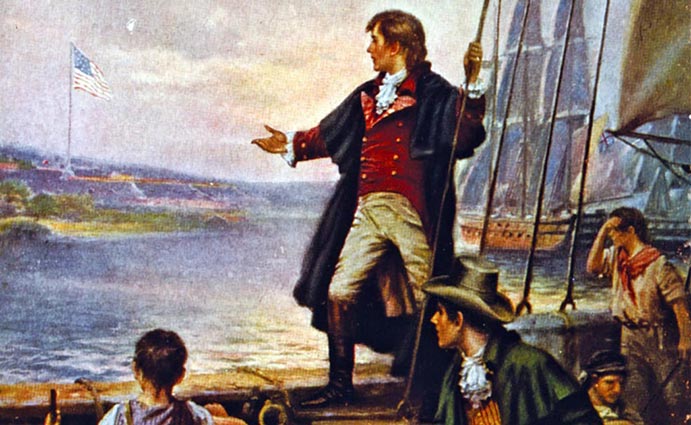 Francis Scott Key witnessing the battle of Fort McHenry