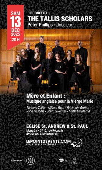 Samedi 13 décembre 2025, Montréal accueillera l’ensemble vocal britannique The Tallis Scholars pour un concert exceptionnel à l’Église St. Andrew and St. Paul, sous la direction de leur fondateur, Peter Phillips.