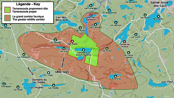 map of Lake Tamaracouta ecosystem