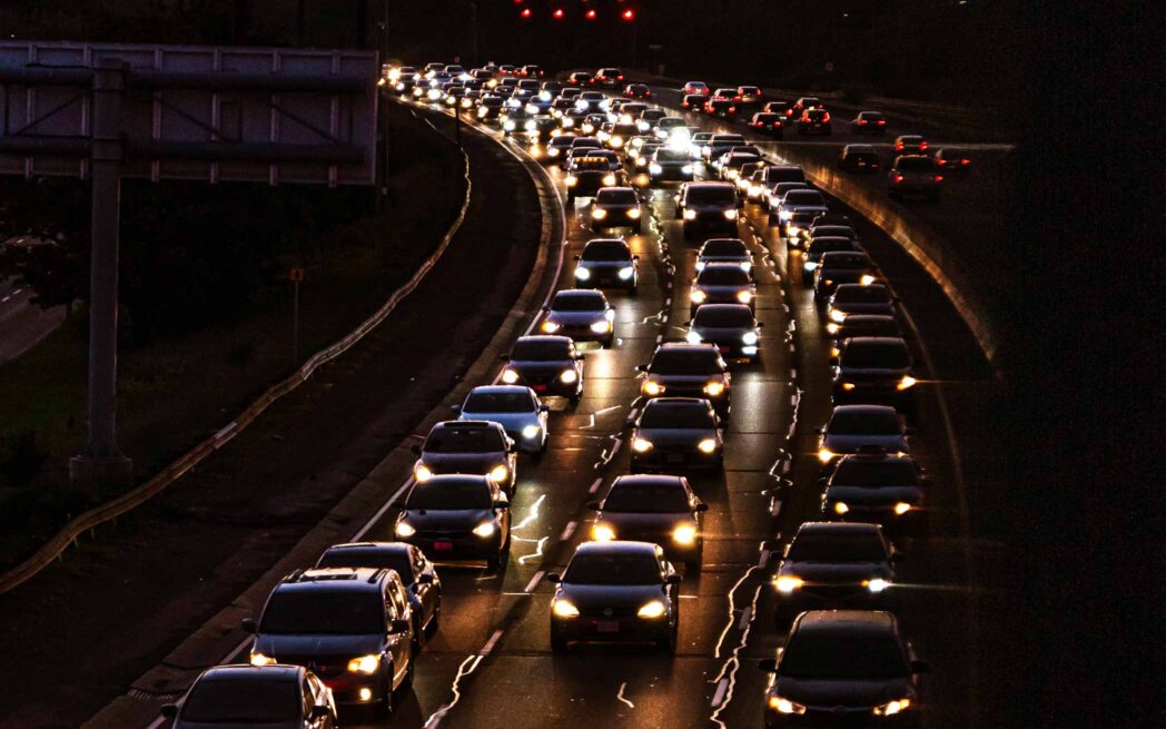 traffic at dusk