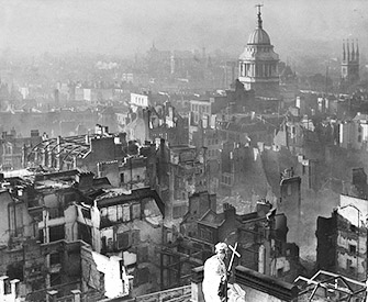 view of London from St. Paul’s cathedral after the Blitz